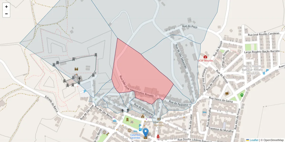 Mapa detalhado do código postal 7240-254 com limites, códigos postais vizinhos e agências dos correios