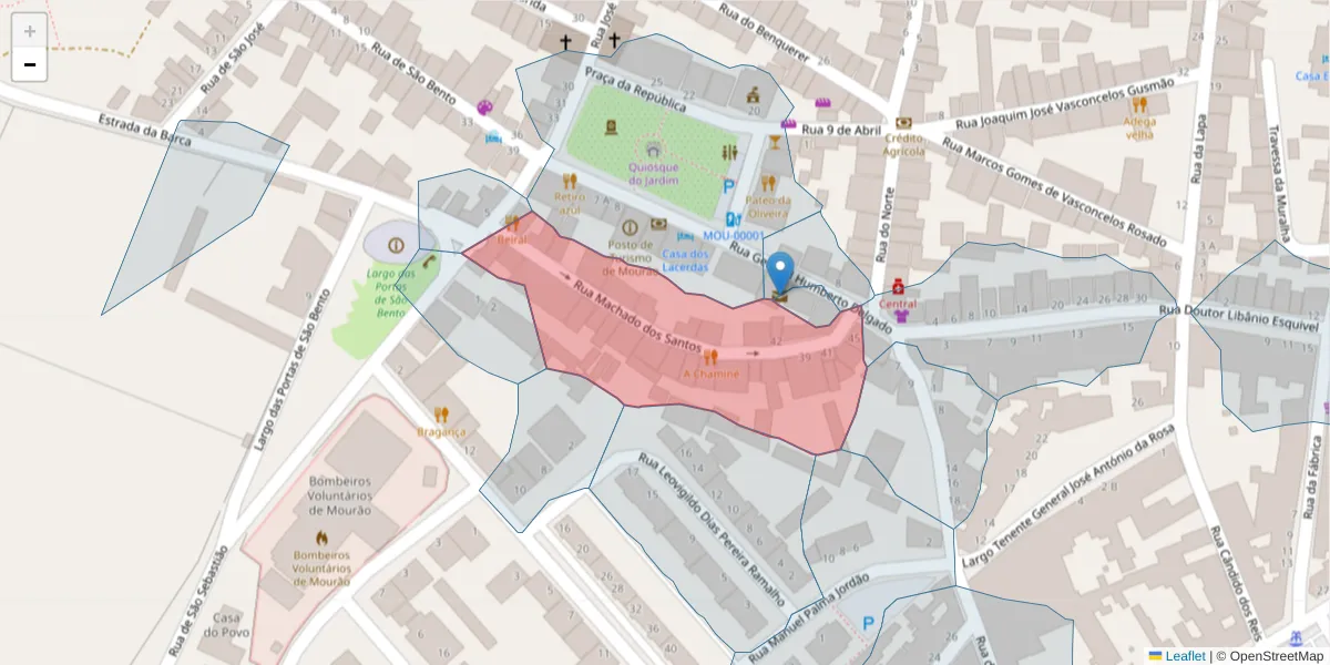 Mapa detalhado do código postal 7240-260 com limites, códigos postais vizinhos e agências dos correios