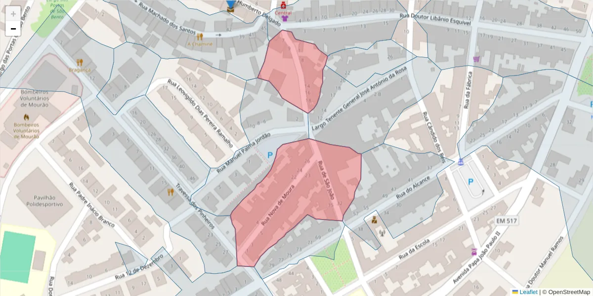 Mapa detalhado do código postal 7240-267 com limites, códigos postais vizinhos e agências dos correios