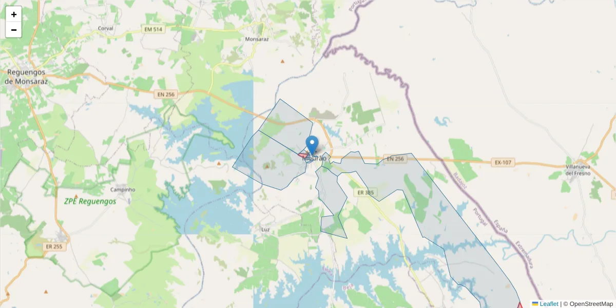 Mapa detalhado do código postal 7240-268 com limites, códigos postais vizinhos e agências dos correios