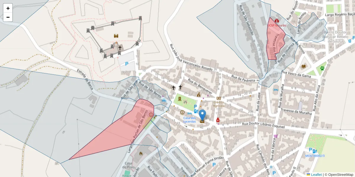 Mapa detalhado do código postal 7240-270 com limites, códigos postais vizinhos e agências dos correios