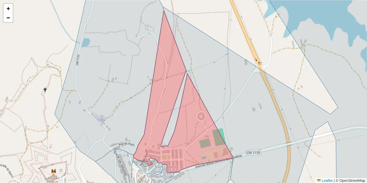 Mapa detalhado do código postal 7240-273 com limites, códigos postais vizinhos e agências dos correios