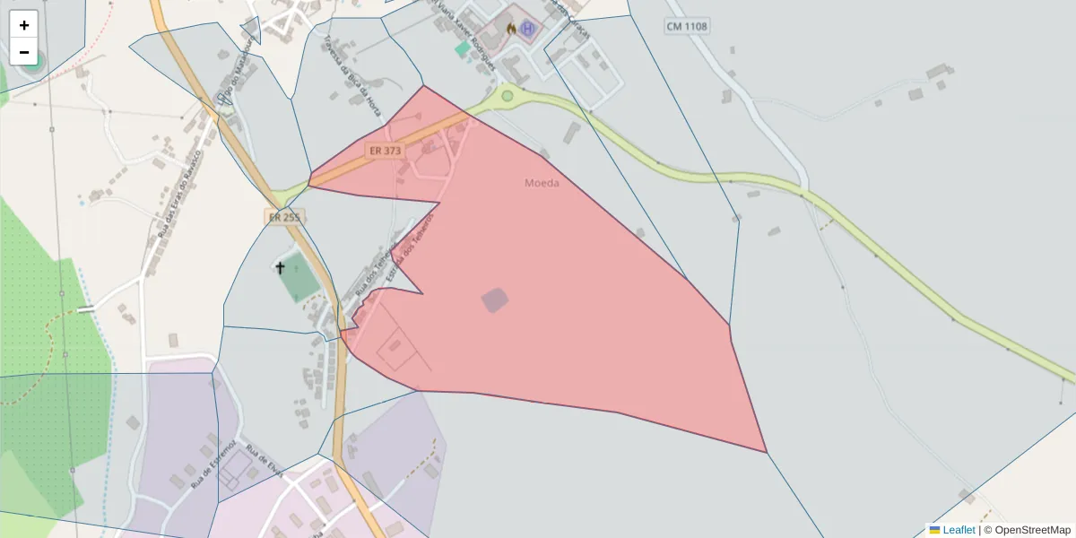 Mapa detalhado do código postal 7250-109 com limites, códigos postais vizinhos e agências dos correios