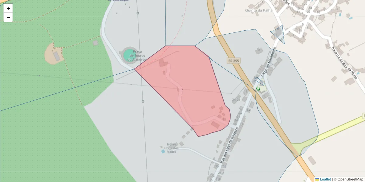 Mapa detalhado do código postal 7250-147 com limites, códigos postais vizinhos e agências dos correios
