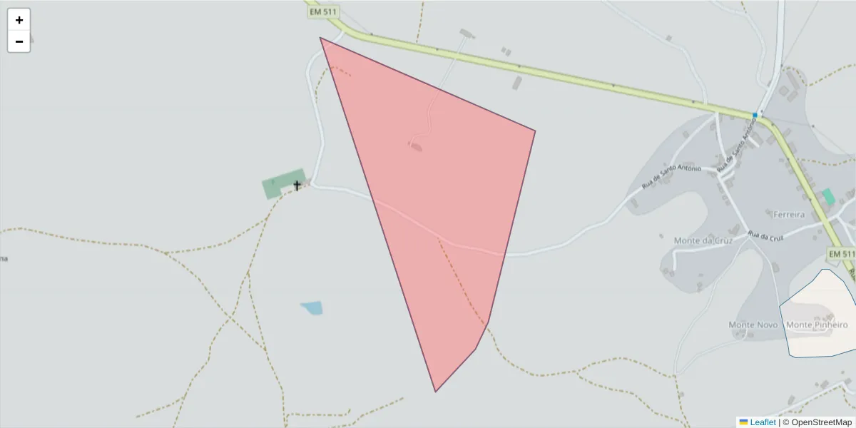 Mapa detalhado do código postal 7250-281 com limites, códigos postais vizinhos e agências dos correios