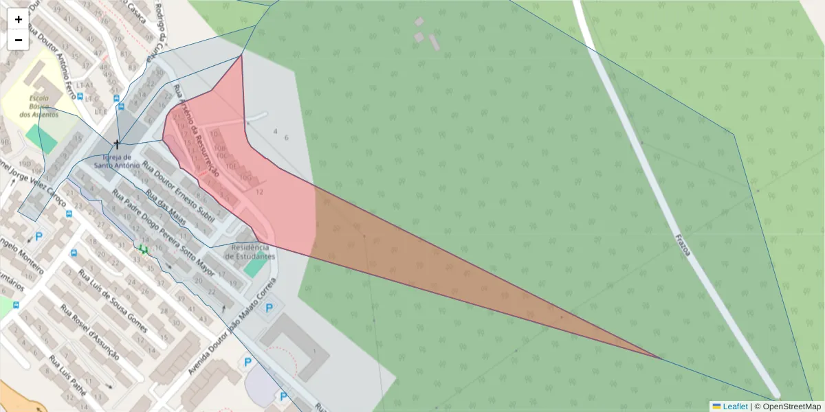 Mapa detalhado do código postal 7300-029 com limites, códigos postais vizinhos e agências dos correios