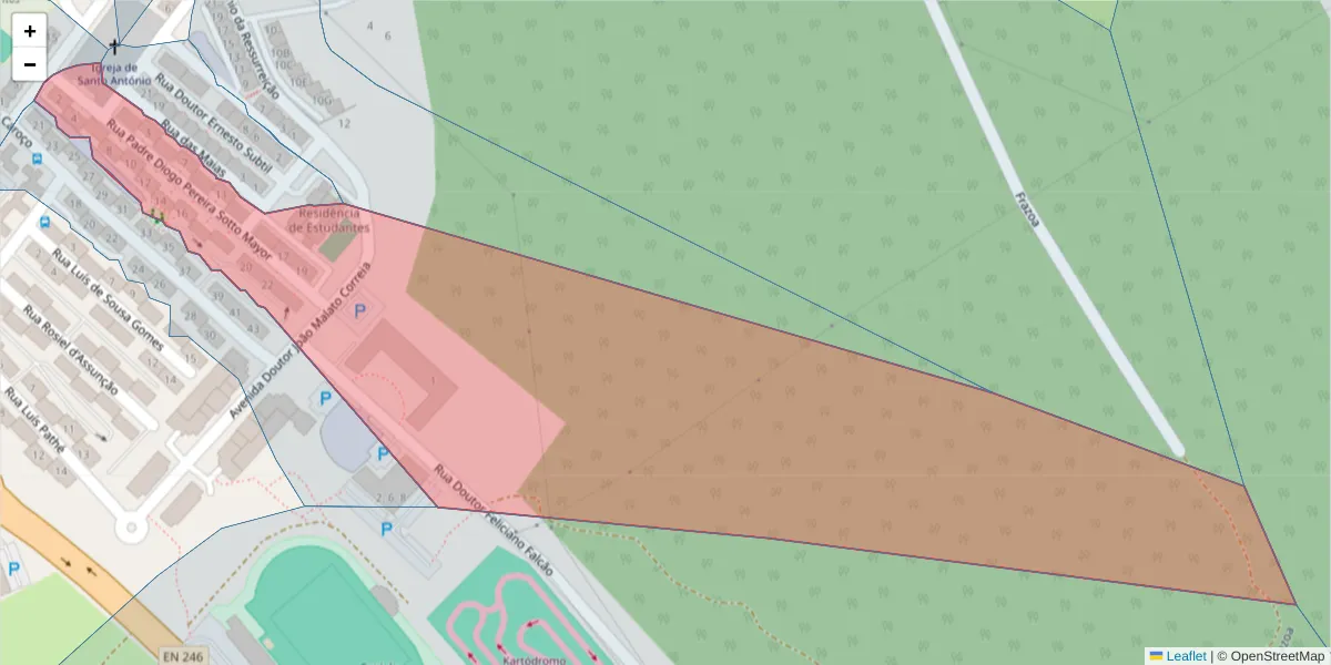 Mapa detalhado do código postal 7300-040 com limites, códigos postais vizinhos e agências dos correios