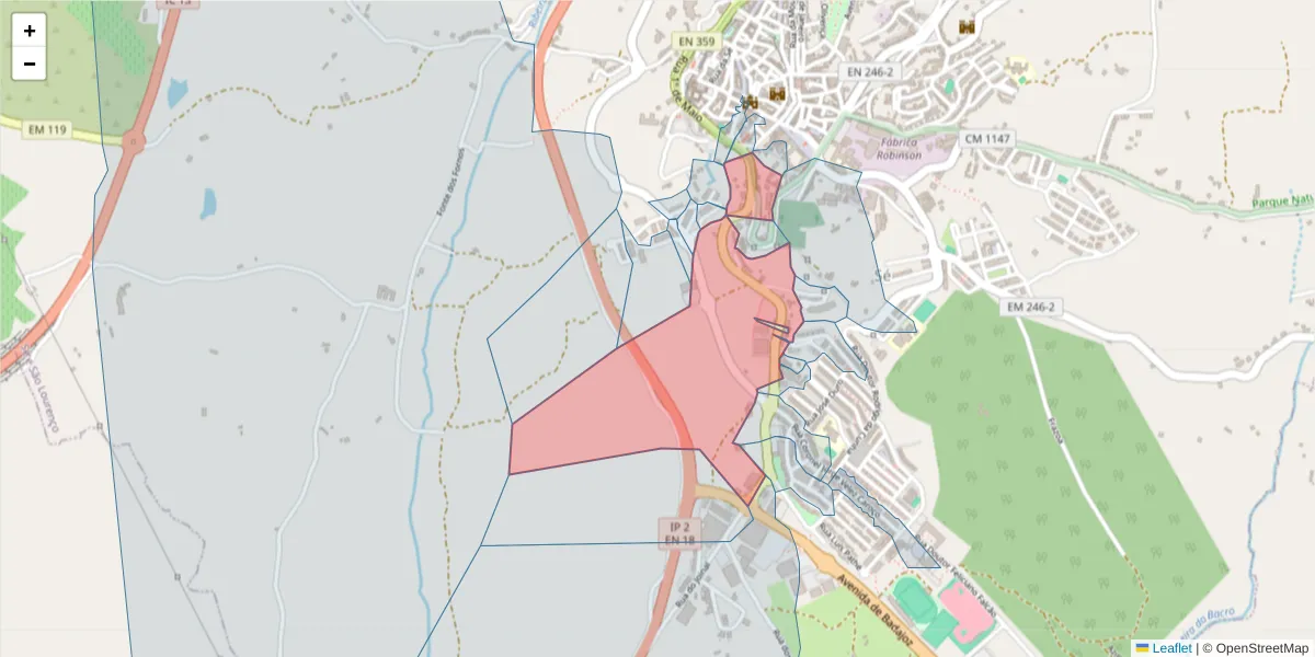 Mapa detalhado do código postal 7300-051 com limites, códigos postais vizinhos e agências dos correios