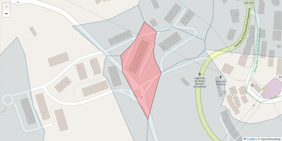 Mapa detalhado do código postal 7300-052 com limites, códigos postais vizinhos e agências dos correios