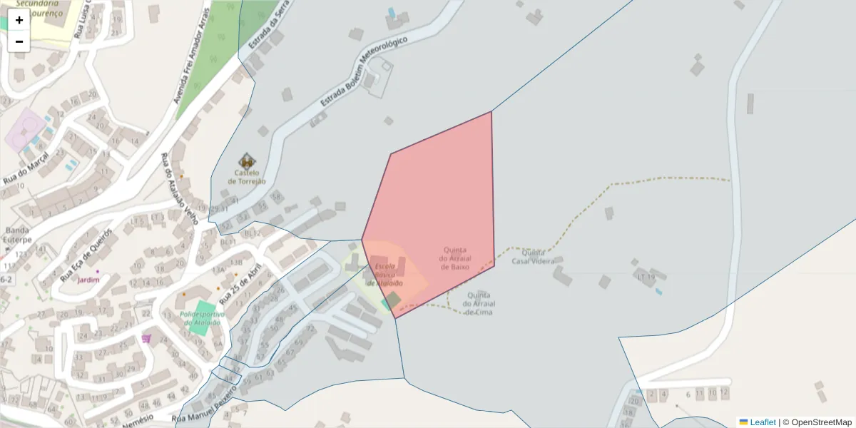 Mapa detalhado do código postal 7300-181 com limites, códigos postais vizinhos e agências dos correios
