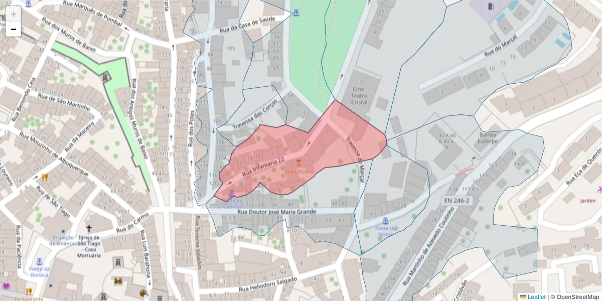 Mapa detalhado do código postal 7300-188 com limites, códigos postais vizinhos e agências dos correios