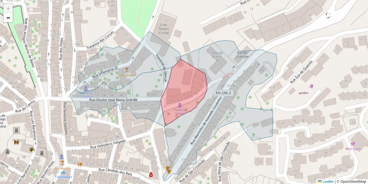 Mapa detalhado do código postal 7300-192 com limites, códigos postais vizinhos e agências dos correios