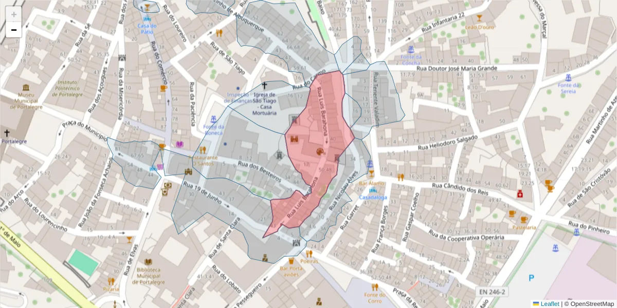 Mapa detalhado do código postal 7300-193 com limites, códigos postais vizinhos e agências dos correios