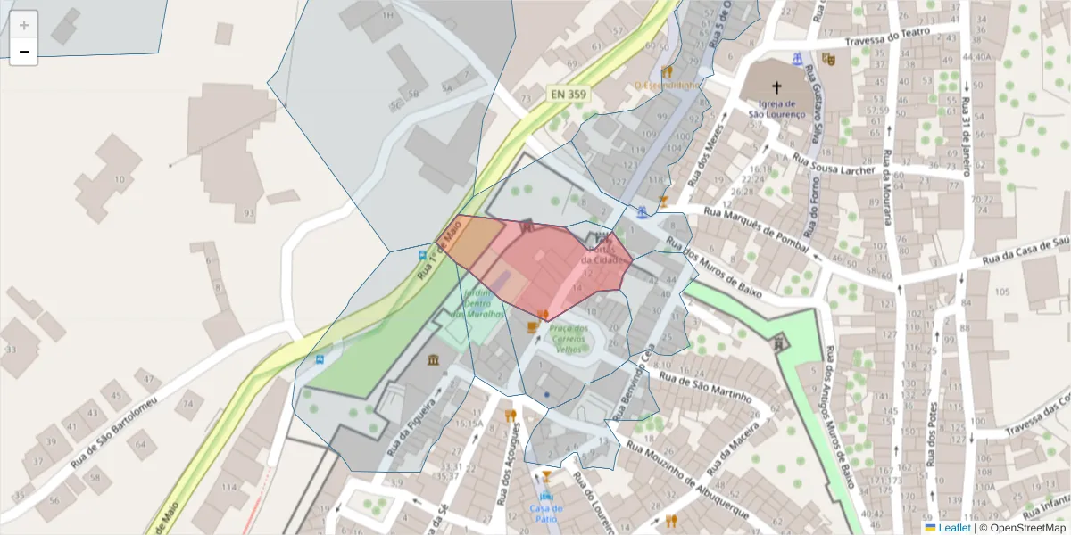 Mapa detalhado do código postal 7300-194 com limites, códigos postais vizinhos e agências dos correios