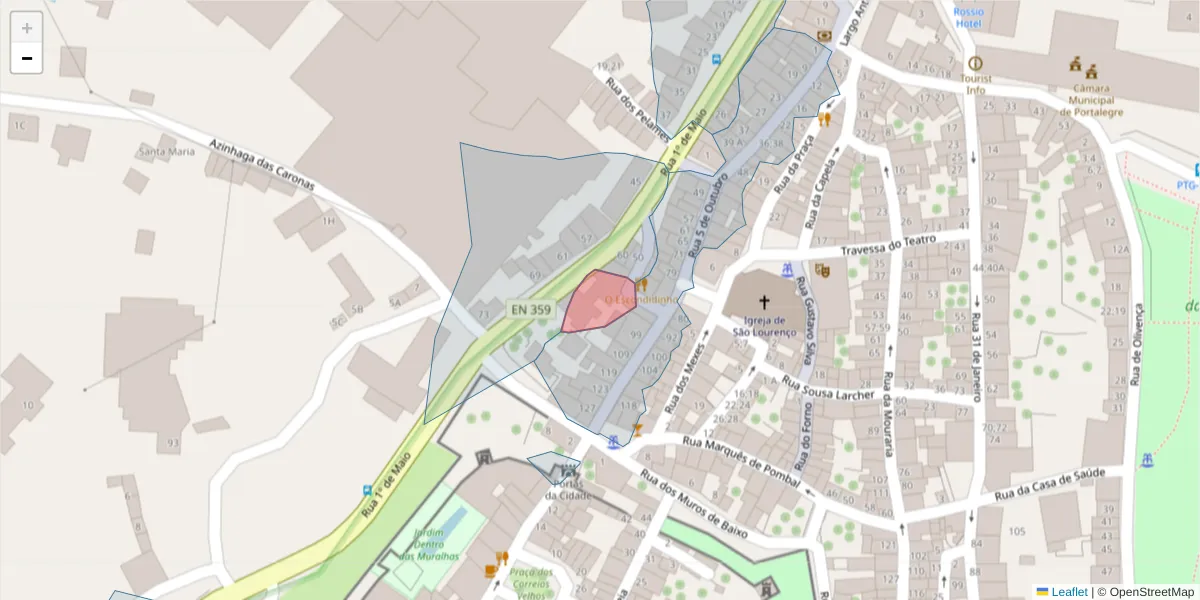 Mapa detalhado do código postal 7300-220 com limites, códigos postais vizinhos e agências dos correios