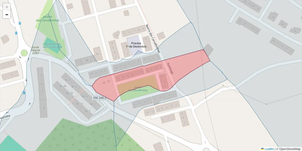 Mapa detalhado do código postal 7300-300 com limites, códigos postais vizinhos e agências dos correios