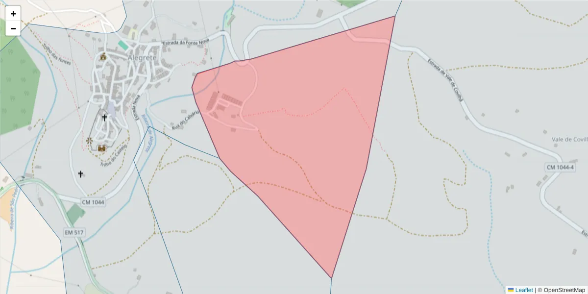 Mapa detalhado do código postal 7300-315 com limites, códigos postais vizinhos e agências dos correios