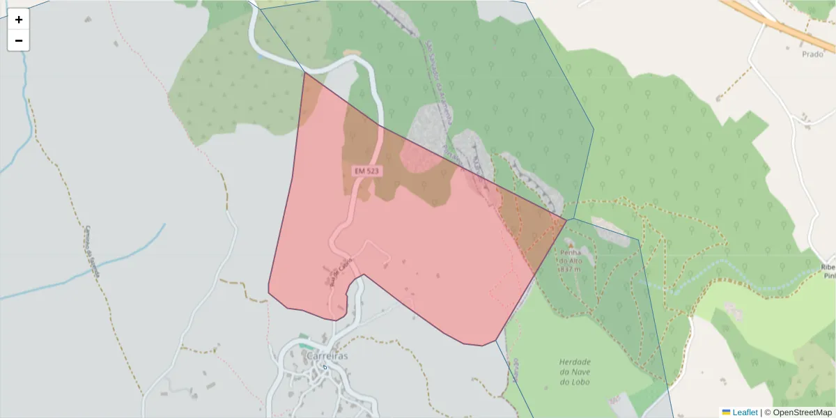 Mapa detalhado do código postal 7300-352 com limites, códigos postais vizinhos e agências dos correios