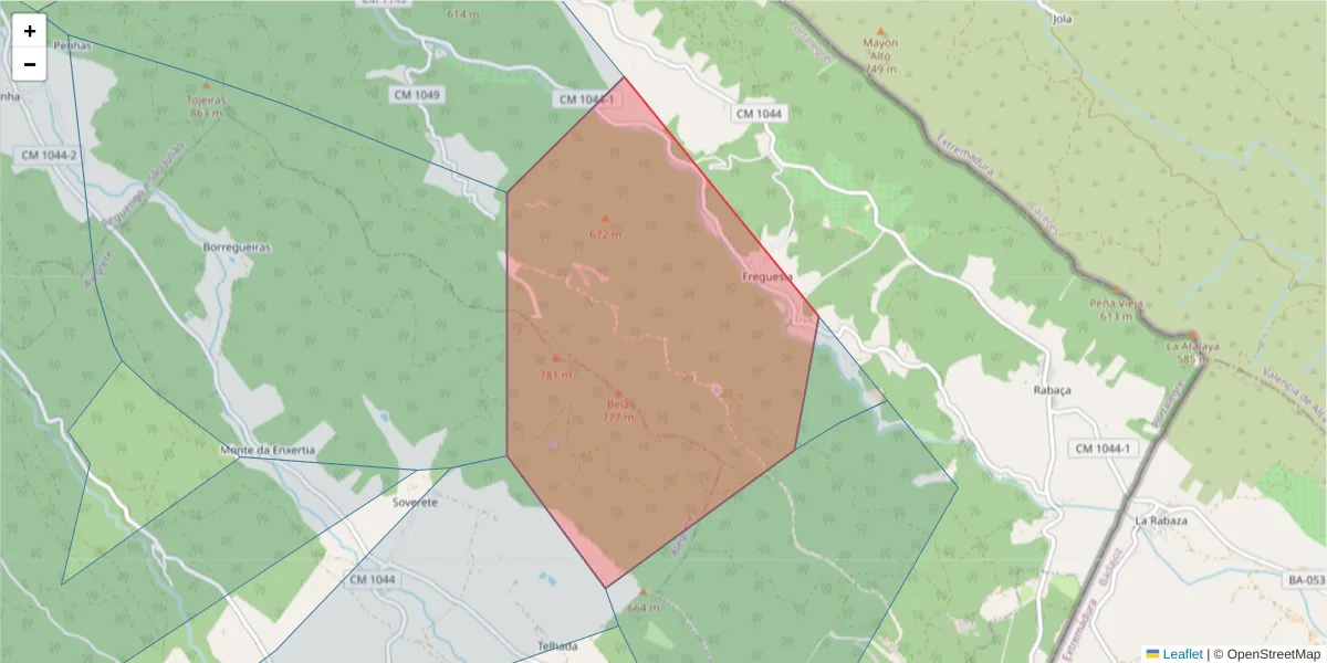 Mapa detalhado do código postal 7300-455 com limites, códigos postais vizinhos e agências dos correios