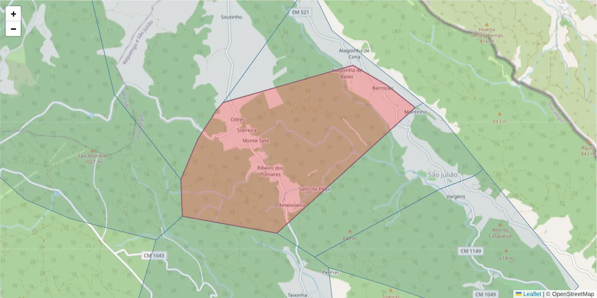 Mapa detalhado do código postal 7300-469 com limites, códigos postais vizinhos e agências dos correios