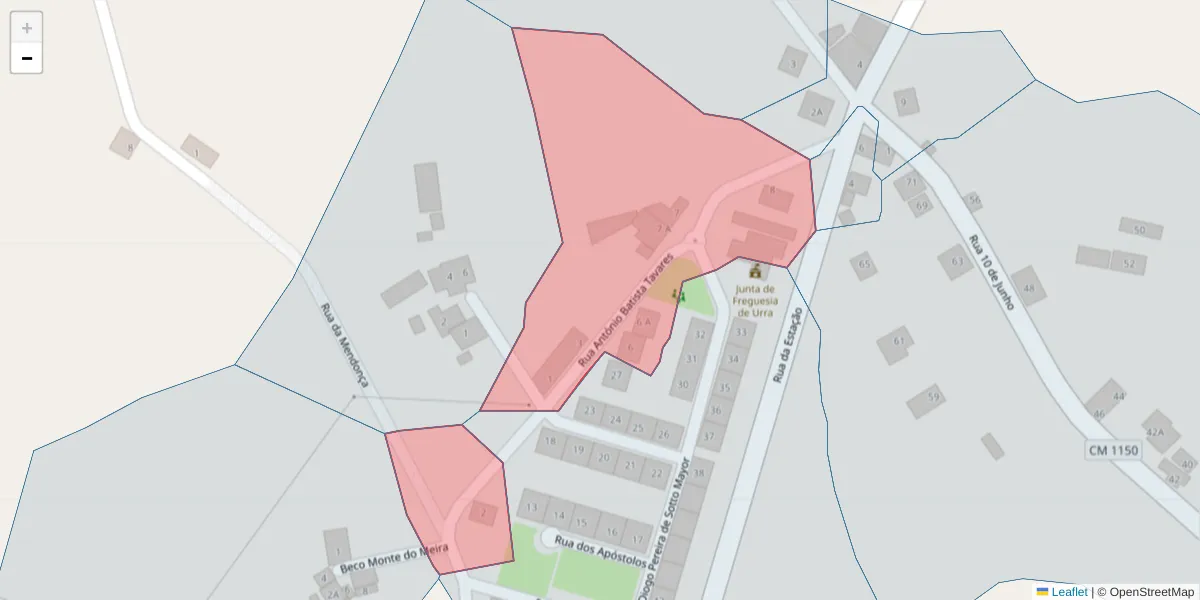 Mapa detalhado do código postal 7300-590 com limites, códigos postais vizinhos e agências dos correios