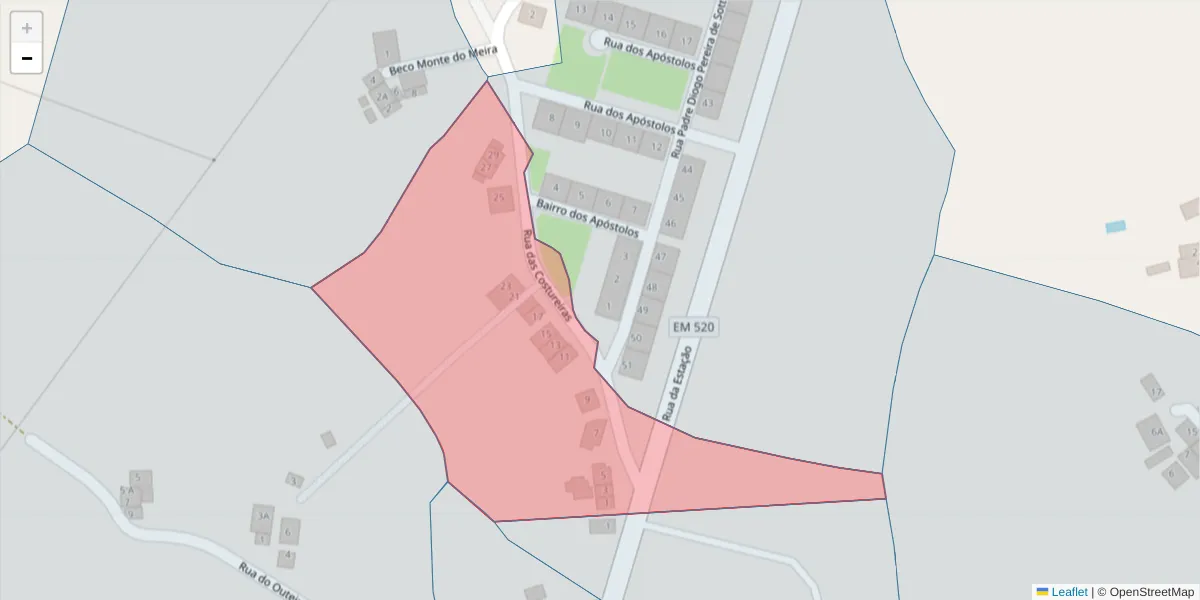 Mapa detalhado do código postal 7300-599 com limites, códigos postais vizinhos e agências dos correios