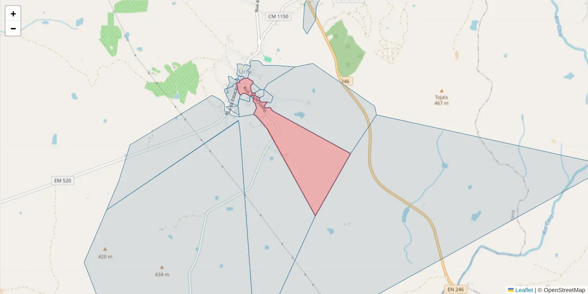 Mapa detalhado do código postal 7300-603 com limites, códigos postais vizinhos e agências dos correios