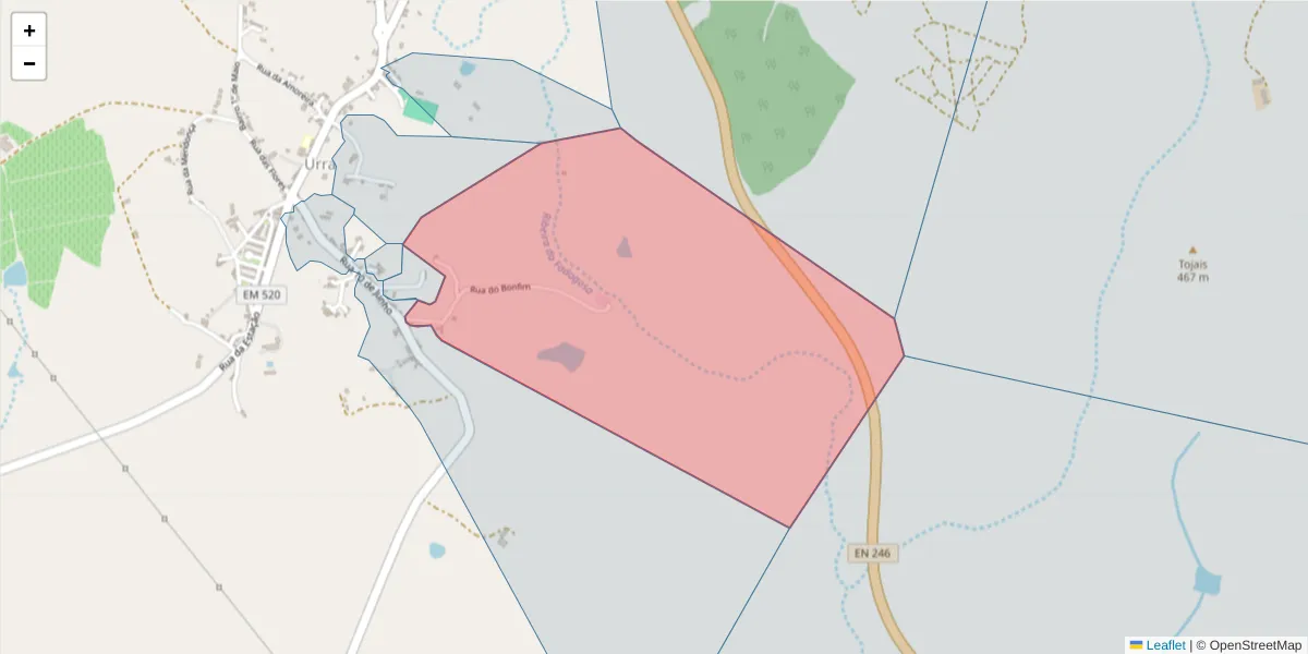 Mapa detalhado do código postal 7300-604 com limites, códigos postais vizinhos e agências dos correios