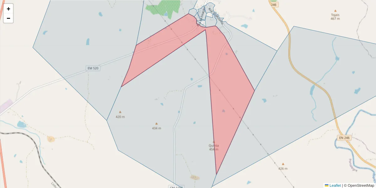 Mapa detalhado do código postal 7300-606 com limites, códigos postais vizinhos e agências dos correios