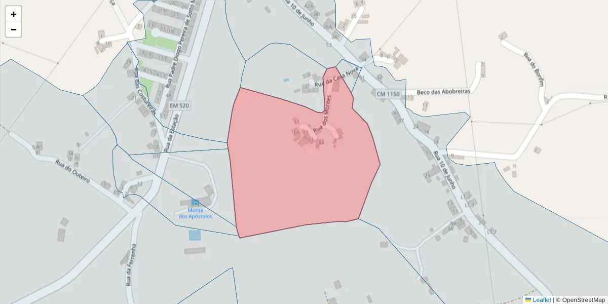 Mapa detalhado do código postal 7300-607 com limites, códigos postais vizinhos e agências dos correios