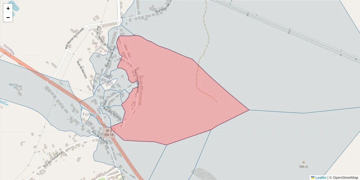 Mapa detalhado do código postal 7300-658 com limites, códigos postais vizinhos e agências dos correios