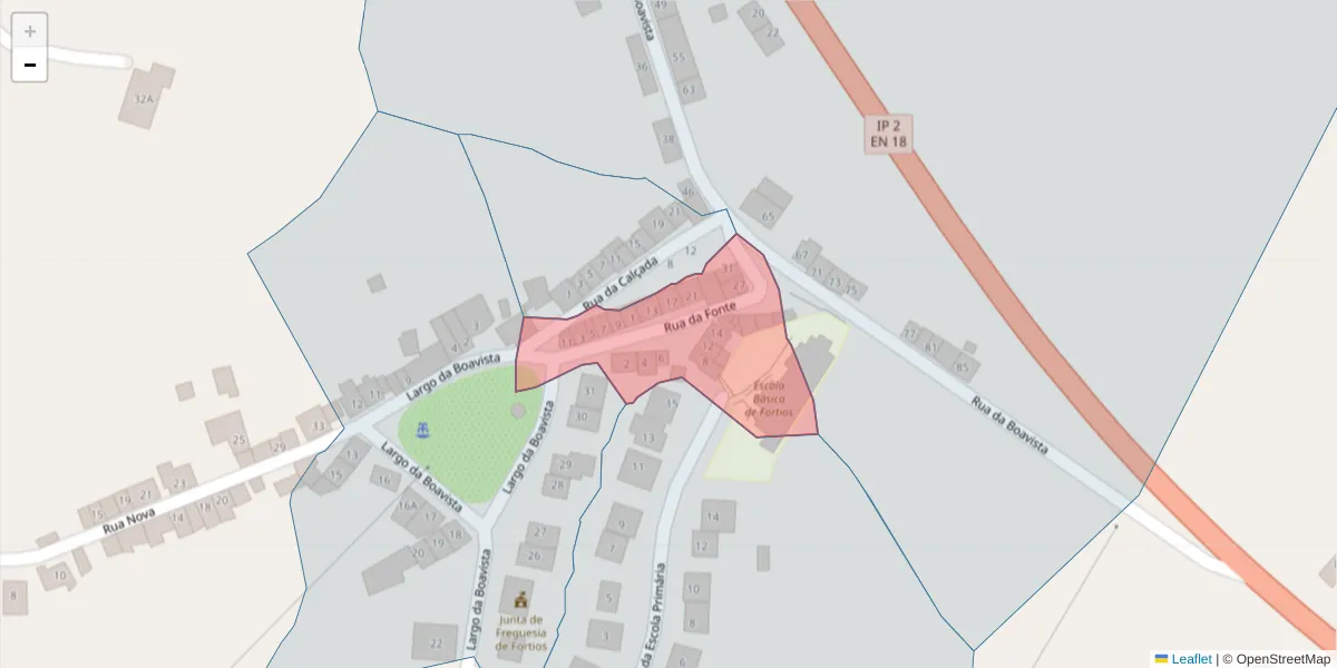 Mapa detalhado do código postal 7300-664 com limites, códigos postais vizinhos e agências dos correios