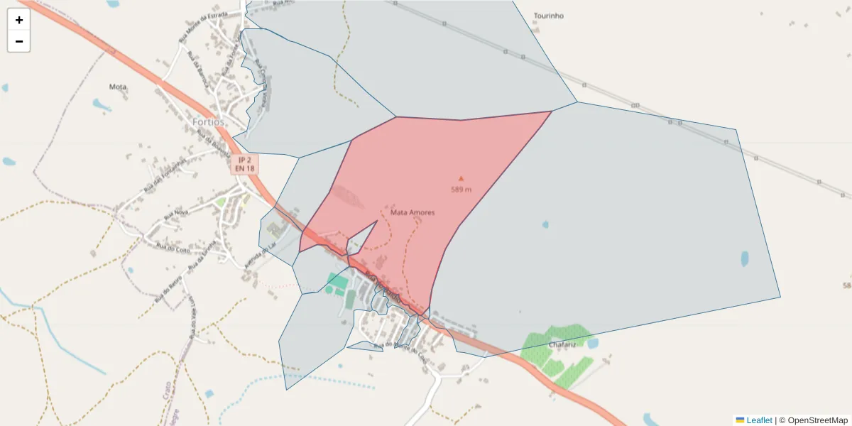 Mapa detalhado do código postal 7300-666 com limites, códigos postais vizinhos e agências dos correios