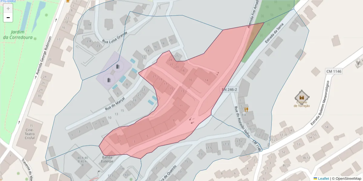 Mapa detalhado do código postal 7300-817 com limites, códigos postais vizinhos e agências dos correios