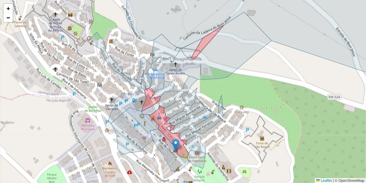Mapa detalhado do código postal 7320-117 com limites, códigos postais vizinhos e agências dos correios
