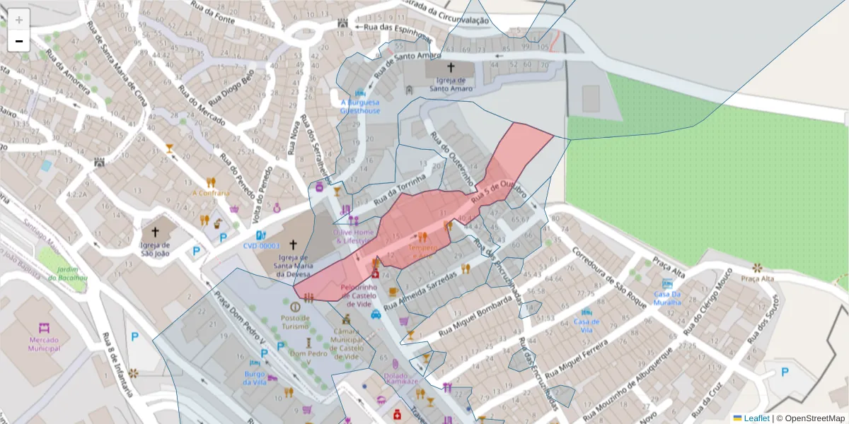 Mapa detalhado do código postal 7320-119 com limites, códigos postais vizinhos e agências dos correios