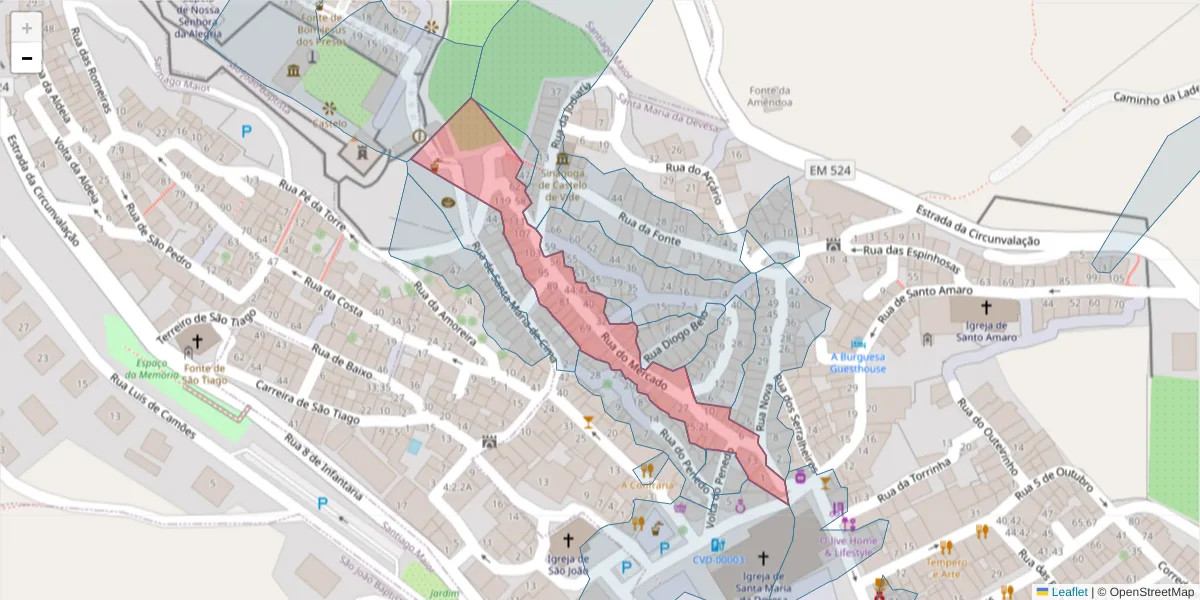 Mapa detalhado do código postal 7320-126 com limites, códigos postais vizinhos e agências dos correios