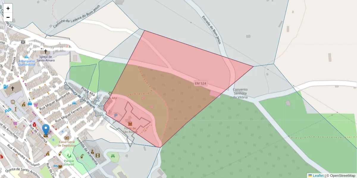 Mapa detalhado do código postal 7320-128 com limites, códigos postais vizinhos e agências dos correios