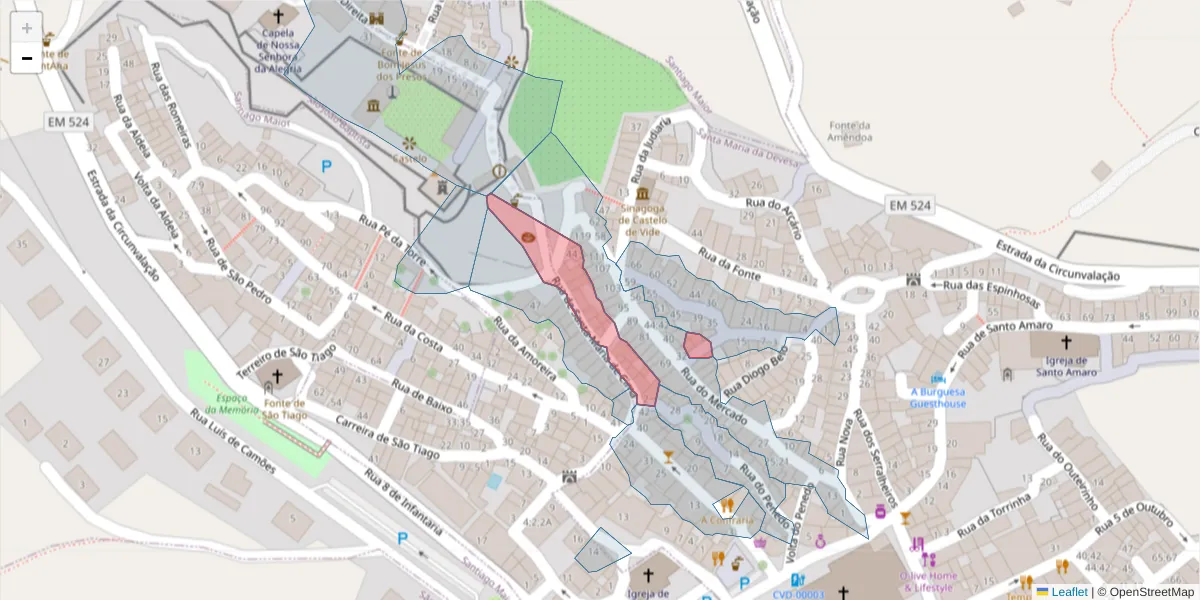 Mapa detalhado do código postal 7320-137 com limites, códigos postais vizinhos e agências dos correios