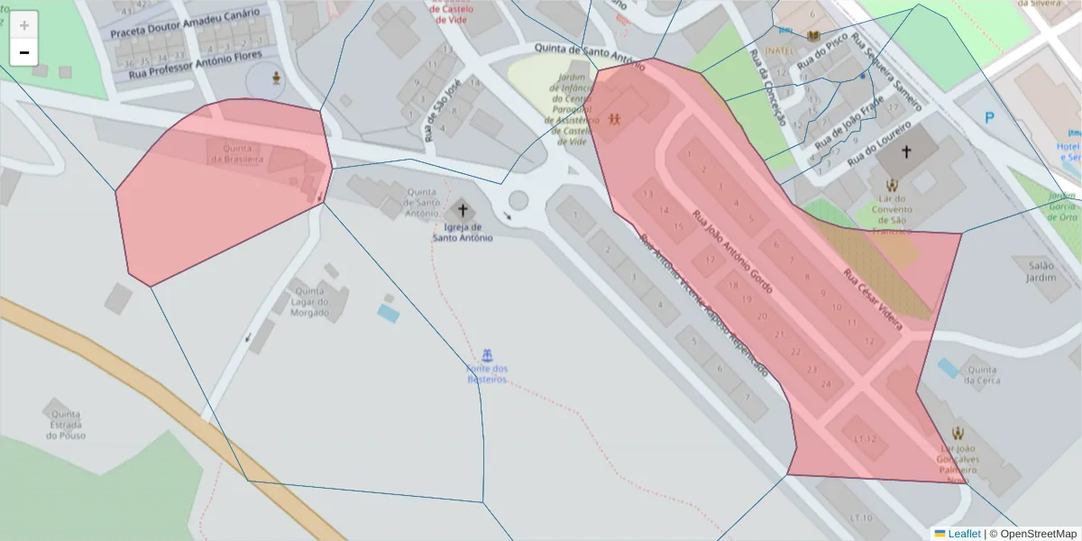 Mapa detalhado do código postal 7320-146 com limites, códigos postais vizinhos e agências dos correios