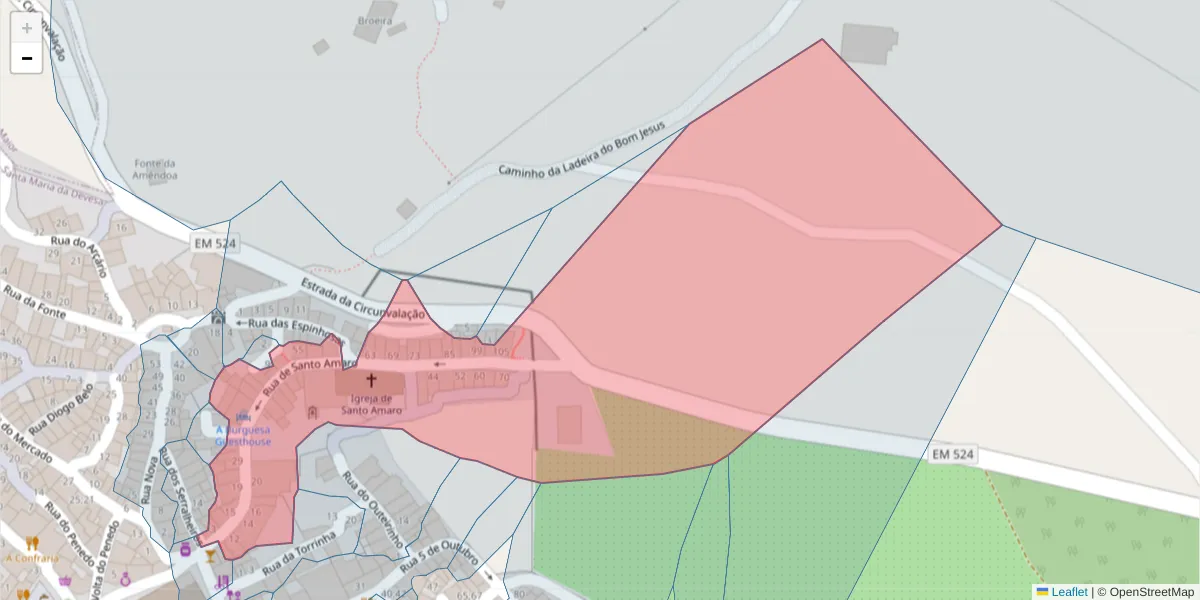 Mapa detalhado do código postal 7320-177 com limites, códigos postais vizinhos e agências dos correios