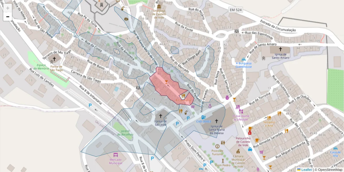 Mapa detalhado do código postal 7320-197 com limites, códigos postais vizinhos e agências dos correios