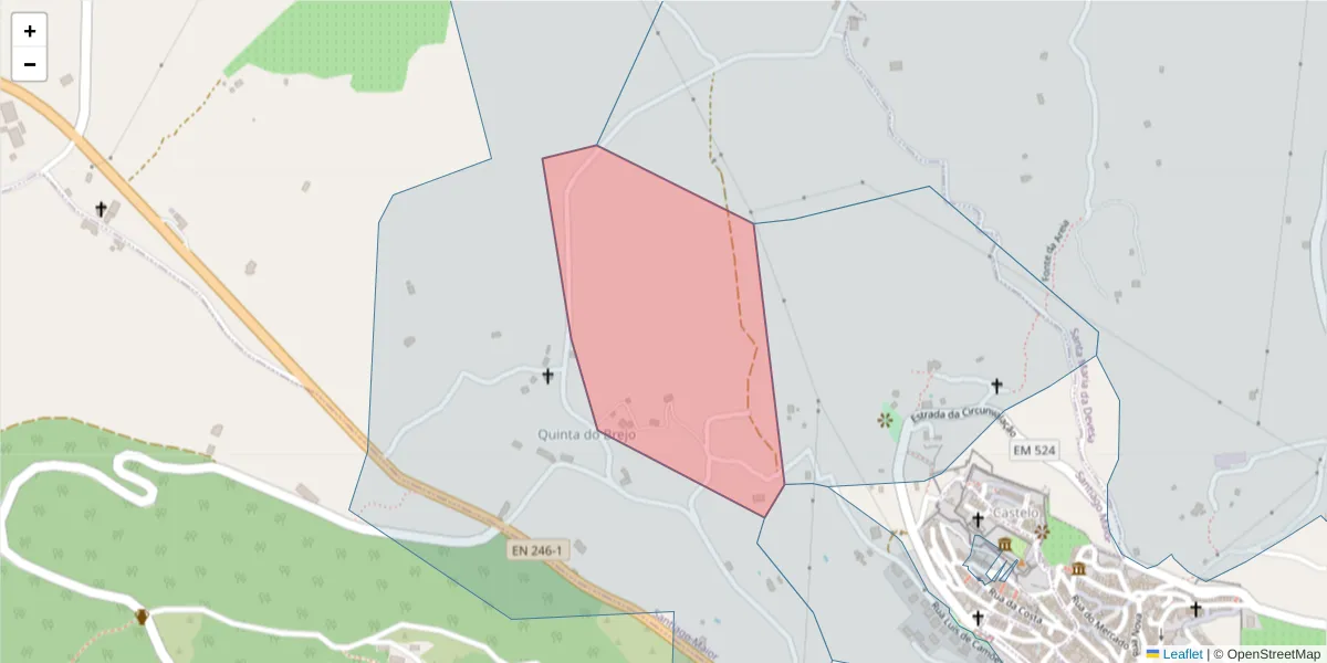 Mapa detalhado do código postal 7320-303 com limites, códigos postais vizinhos e agências dos correios