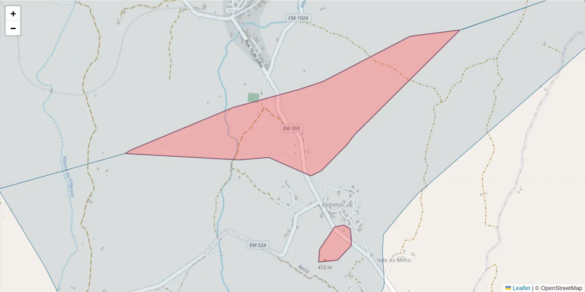 Mapa detalhado do código postal 7330-015 com limites, códigos postais vizinhos e agências dos correios