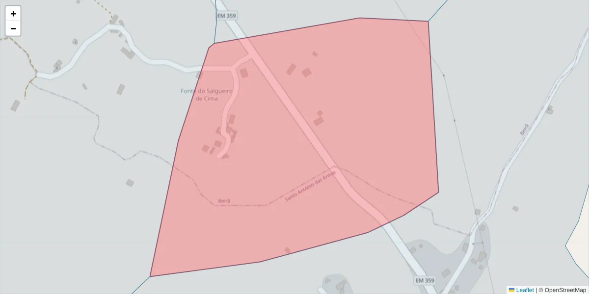 Mapa detalhado do código postal 7330-020 com limites, códigos postais vizinhos e agências dos correios