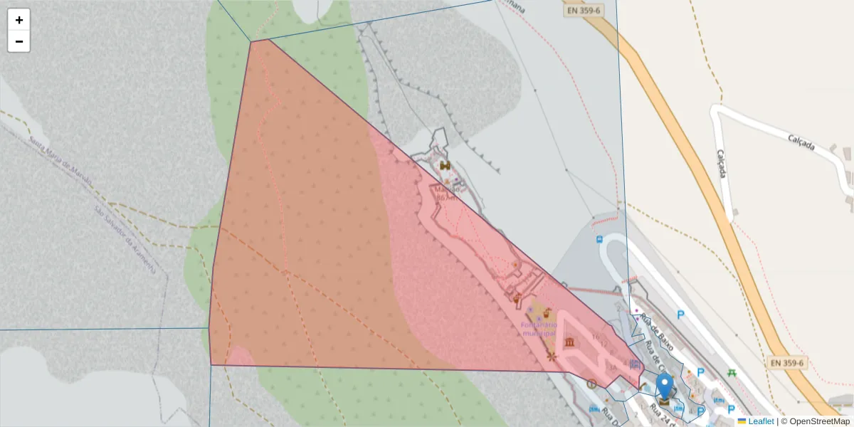 Mapa detalhado do código postal 7330-114 com limites, códigos postais vizinhos e agências dos correios