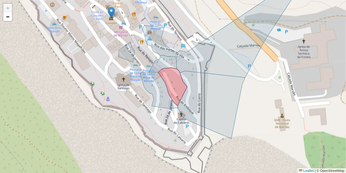 Mapa detalhado do código postal 7330-116 com limites, códigos postais vizinhos e agências dos correios