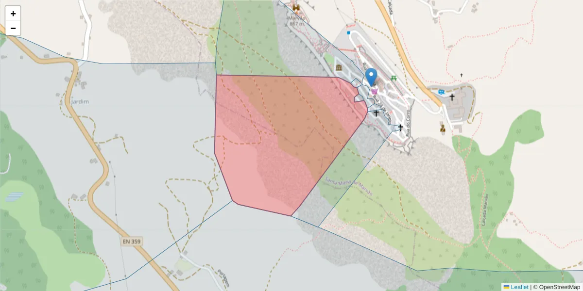 Mapa detalhado do código postal 7330-121 com limites, códigos postais vizinhos e agências dos correios
