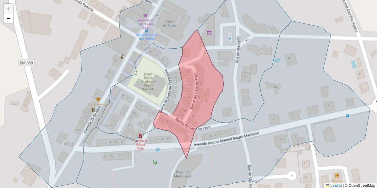 Mapa detalhado do código postal 7330-252 com limites, códigos postais vizinhos e agências dos correios
