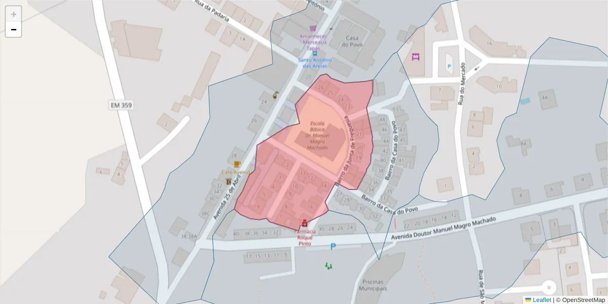 Mapa detalhado do código postal 7330-253 com limites, códigos postais vizinhos e agências dos correios